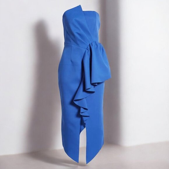 NWT Elliatt Reception Ruffle Strapless Cocktail Midi Dress - Picture 2 of 12